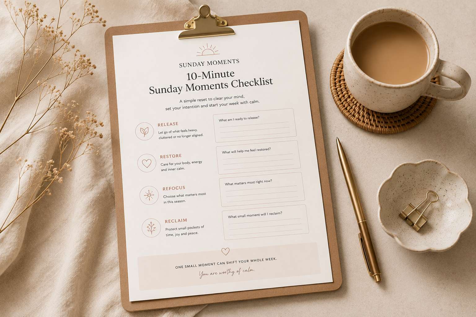 Preview of the 10-Minute Sunday Moments Checklist